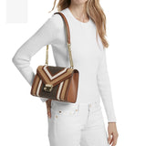 MICHAEL KORS WHITNEY MEDIUM COLOR-BLOCK AND SIGNATURE LOGO SHOULDER BAG BROWN MULTI 35R4GWHL6Y
