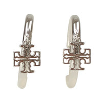 TORY BURCH HOOP CIRCLE LOGO DROP EARRINGS 136067 SILVER