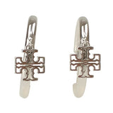 TORY BURCH HOOP CIRCLE LOGO DROP EARRINGS 136067 SILVER