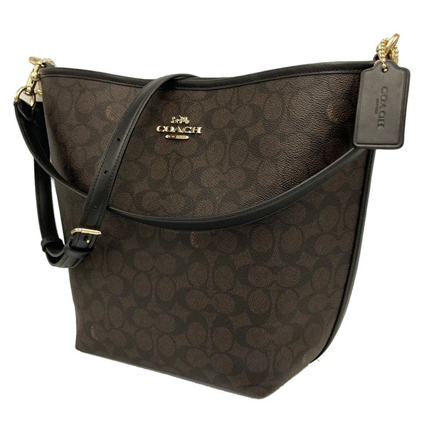 COACH CITY LARGE BUCKET BAG IN SIGNATURE CANVAS CT802 WALNUT/BLACK