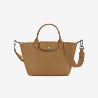 LONGCHAMP LE PLIAGE SMALL SHORT HANDLE WITH SLING 1512 987 004 TOBACCO FULL LEATHER