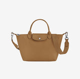 LONGCHAMP LE PLIAGE SMALL SHORT HANDLE WITH SLING 1512 987 004 TOBACCO FULL LEATHER