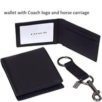 COACH COMPACT ID WALLET IN SPORT CALF LEATHER IMBLK BLACK BOXED HORSE DESIGN
