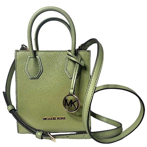 MICHAEL KORS MERCER EXTRA-SMALL PEBBLED LEATHER CROSSBODY BAG (BISQUE) 35S1GM9T0L- LIGHT SAGE
