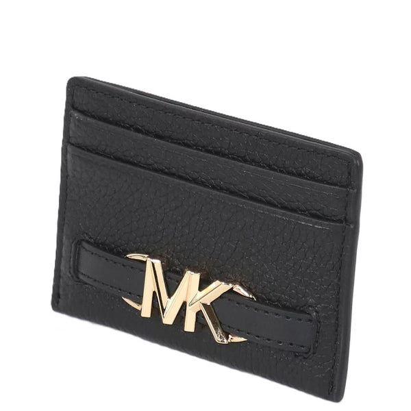 MICHAEL KORS REED LOGO CARD CASE PEBBLED LEATHER 35S3G6RD3L BLACK