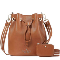 KATE SPADE ROSIE BUCKET BAG KA987 SADDLE BROWN FULL LEATHER EXTRA POUCH