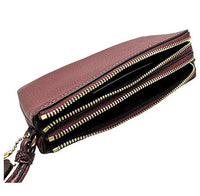 COACH C1860 DOUBLE ZIP WRISTLET WALLET WINE MULTI FULL LEATHER