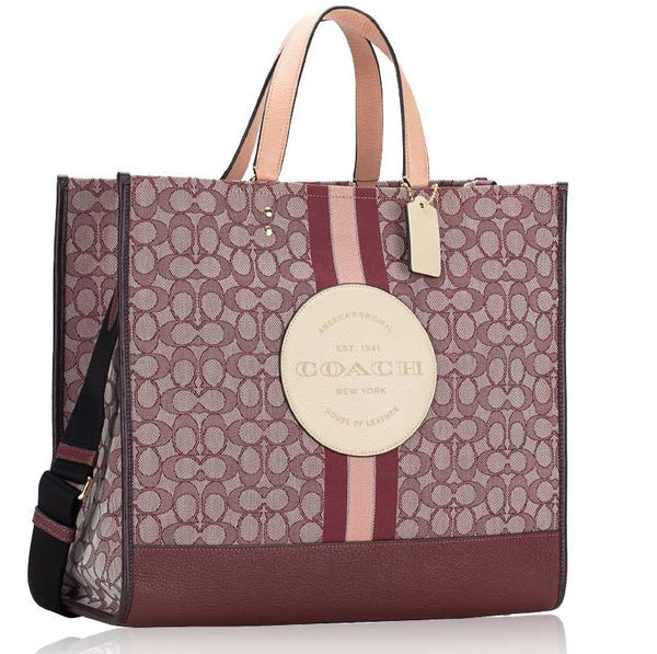 COACH DEMPSEY TOTE 40 IN SIGNATURE JACQUARD WITH STRIPE AND COACH PATCH C8418