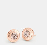 COACH ROSE GOLD TONE F54516 EARRINGS STUD GREY CRYSTAL