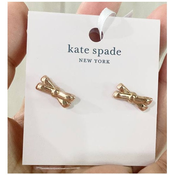 KATE SPADE DOUBLE BOW RIBBON STUD EARRINGS KA264 ROSE GOLD