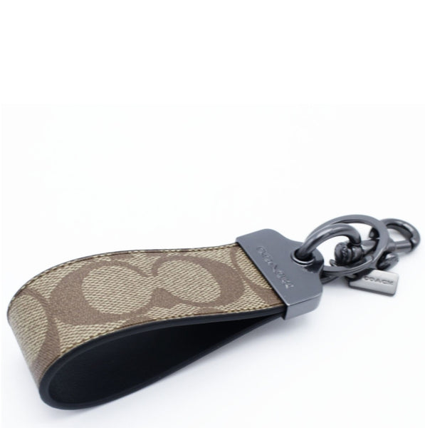 COACH LARGE LOOP KEY FOB IN SIGNATURE CANVAS CJ748 BROWN