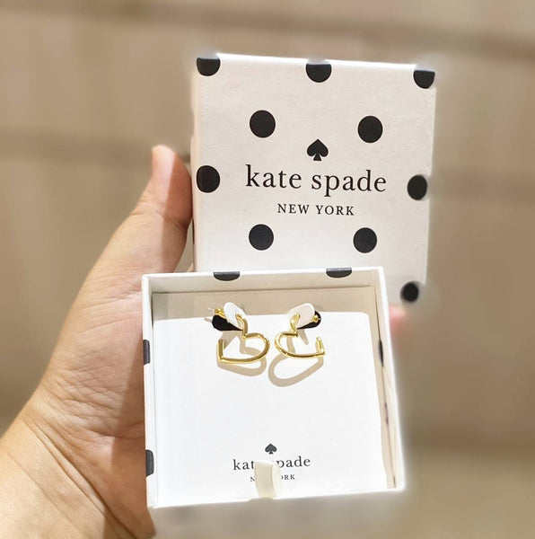 KATE SPADE BOXED HEART SHAPE EARRINGS IN GOLDEN COLOR BOXED