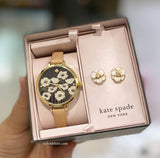 KATE SPADE BOXED NEW YORK METRO FLOWER WATCH AND EARRING ksw90118