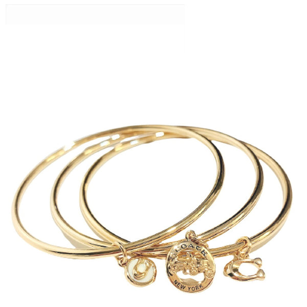 COACH GOLDEN HORSE AND CARRIAGE  BANGLE BRACELET SET F76466 3 IN ONE 76466