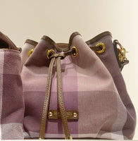 BLUE LABEL CRESTBRIDGE JAPAN  CHECK CANVAS BUCKET CROSSBODY BAG RED DARK PINK