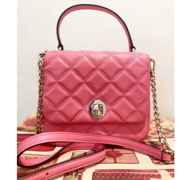 KATE SPADE NATALIA SQUARE CROSSBODY BAG K8162 QUILTED CHAIN CROSSBODY SWEET PINK