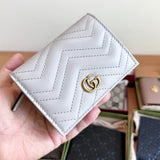 GUCCI GG MARMONT CARD CASE WALLET 466492  LIGHT GREY CREAM