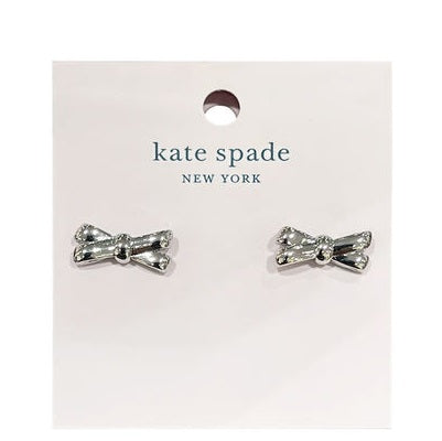 KATE SPADE DOUBLE BOW RIBBON STUD EARRINGS KA264 SILVER