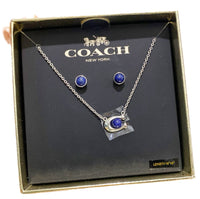 COACH BOXED  SIGNATURE C NECKLACE & EARRINGS JEWELLERY SET 376340RHO400