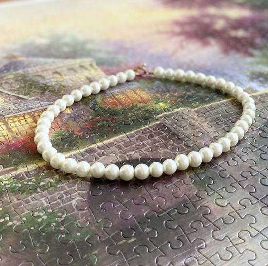 HANDMADE GLASS PEARL NECKLACE WHITE