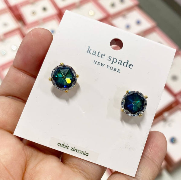 KATE SPADE SPARKLING SHINNING WITH BRIGHT POINTS CUBIC ZIRCONIA  STUD O0R00008 GREEN