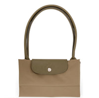 LONGCHAMP LARGE LONG HANDLE SHOPPING BAG LE PLIAGE 1899 919 MO4 BROWN GREEN