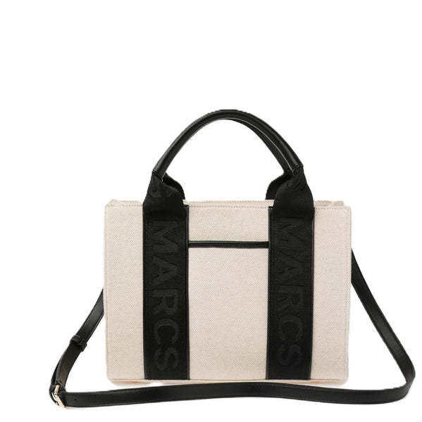 MARCS CROSSBODY BAG - VEGAN LEATHER CREAM N BLACK STRIPE