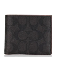 COACH 3-IN-1 WALLET IN SIGNATURE CANVAS WITH BLACK OXBLOOD 74993 25519 F74993