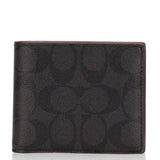 COACH 3-IN-1 WALLET IN SIGNATURE CANVAS WITH BLACK OXBLOOD 74993 25519 F74993