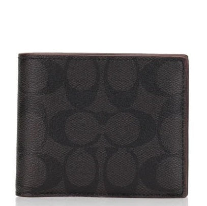 COACH 3-IN-1 WALLET IN SIGNATURE CANVAS WITH BLACK OXBLOOD 74993 25519 F74993