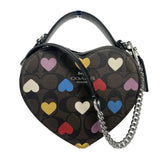 COACH CP022 HEART SIGNATURE HEART PRINT LEATHER CROSSBODY BAG