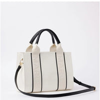 MARCS CROSSBODY BAG - VEGAN LEATHER CREAM N BLACK STRIPE