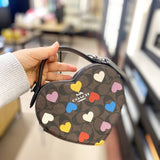 COACH CP022 HEART SIGNATURE HEART PRINT LEATHER CROSSBODY BAG