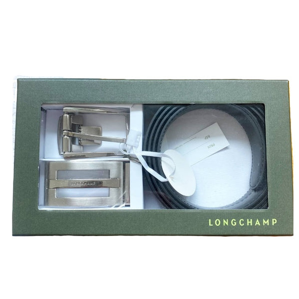 LONGCHAMP DELTA BOX MEN’S BELT COWHIDE LEATHER 9602 H18 001 BLACK