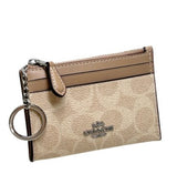 COACH MINI SKINNY ID CASE IN SIGNATURE CANVAS 88208 COIN KEY POUCH CW870 KHAKI TAUPE