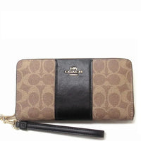 COACH LONG  ZIP AROUND WALLET IN SIGNATURE CANVAS WITH STRIPE CW947