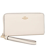 COACH LONG ZIP AROUND WALLET C3441 FULL LEATHER CHALK