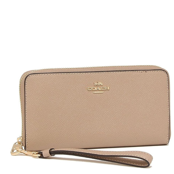 COACH LONG ZIP AROUND WALLET C3441 TAUPE GRAIN LEATHER