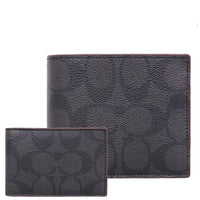 COACH 3-IN-1 WALLET IN SIGNATURE CANVAS WITH BLACK OXBLOOD CR905 74993 25519 F74993