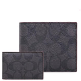 COACH 3-IN-1 WALLET IN SIGNATURE CANVAS WITH BLACK OXBLOOD CR905 74993 25519 F74993