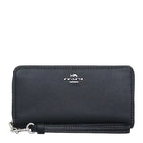 COACH LONG ZIP AROUND WALLET C3441 FULL LEATHER BLACK SILVER