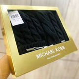 MICHAEL KORS BOXED BLACK 2-PIECE SET KNIT SCARF & BINNIE HAT 539778C