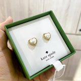 KATE SPADE NEW YORK MY LOVE PAVE PEARLY HEART HALO CREAM/GOLD STUD EARRINGS KA864