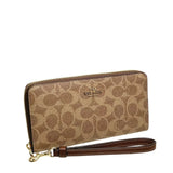 COACH LONG ZIP AROUND WALLET IN SIGNATURE CANVAS CW778 TAN BROWN