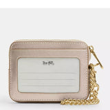 COACH ZIP CARD CASE SIGNATURE CANVAS CW890 GOLDEN