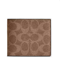 COACH WINDOW ID BILLFOLD WALLET IN SIGNATURE CANVAS F66551 CY394 BROWN