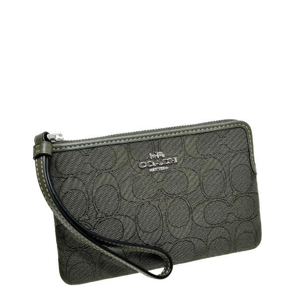 COACH CORNER ZIP WRISTLET IN SIGNATURE CANVAS CW862 BLACK