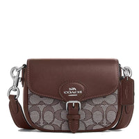 COACH AMELIA SADDLE BAG IN SIGNATURE JACQUARD CU982 BROWN MAPLE