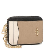 COACH ZIP CARD CASE  CW862  BROWN CREAM COLOR BLOCK