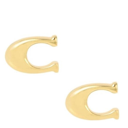 COACH SIGNATURE C STUD EARRINGS GOLD TONE